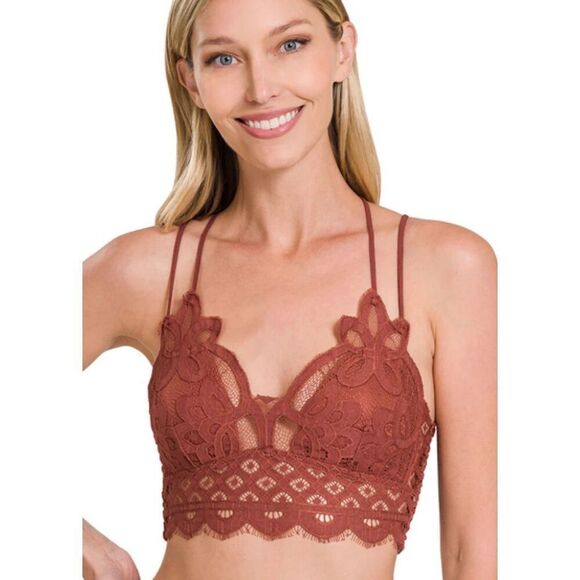 NWT Free People Womens Copper Brown Lace Bralette Size Large - Picture 6 of 6